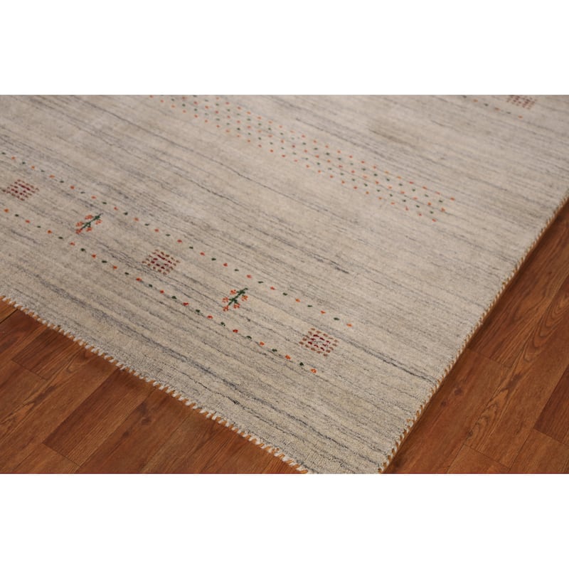 Hand Knotted Oriental 100% Wool Carpet Tribal Animal Pictorial Green Gabbeh Area Rug - 7' 10'' X 5' 1''