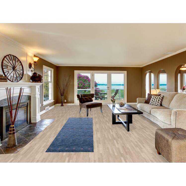Hand Knotted Oriental 100% Wool Carpet Tribal Tribal Navy Blue & Blues Gabbeh Runner Rug - 9' 9'' X 2' 7''