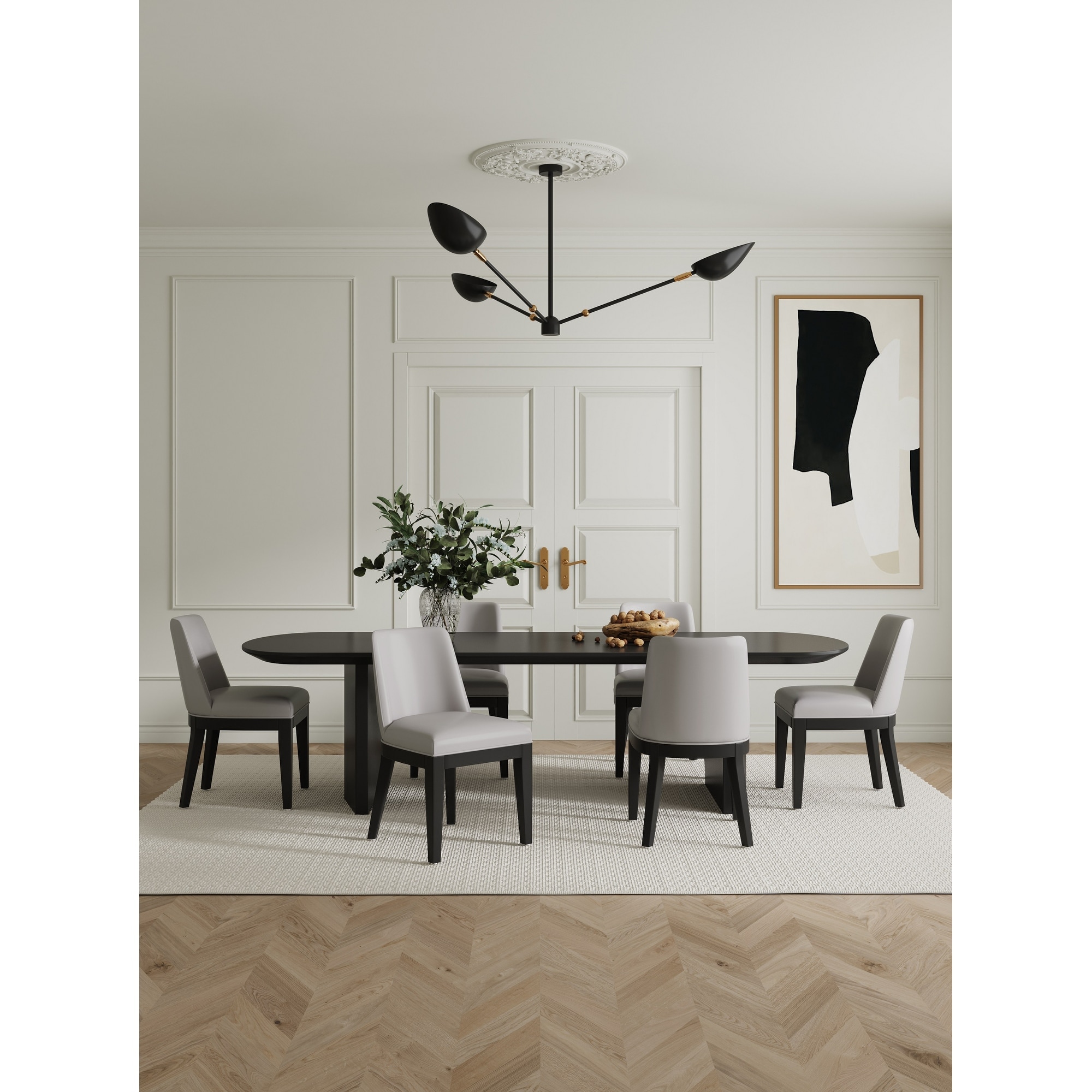 Gansevoort Wood Vegan Leather Dining Chair in Light Gray - Set of 2