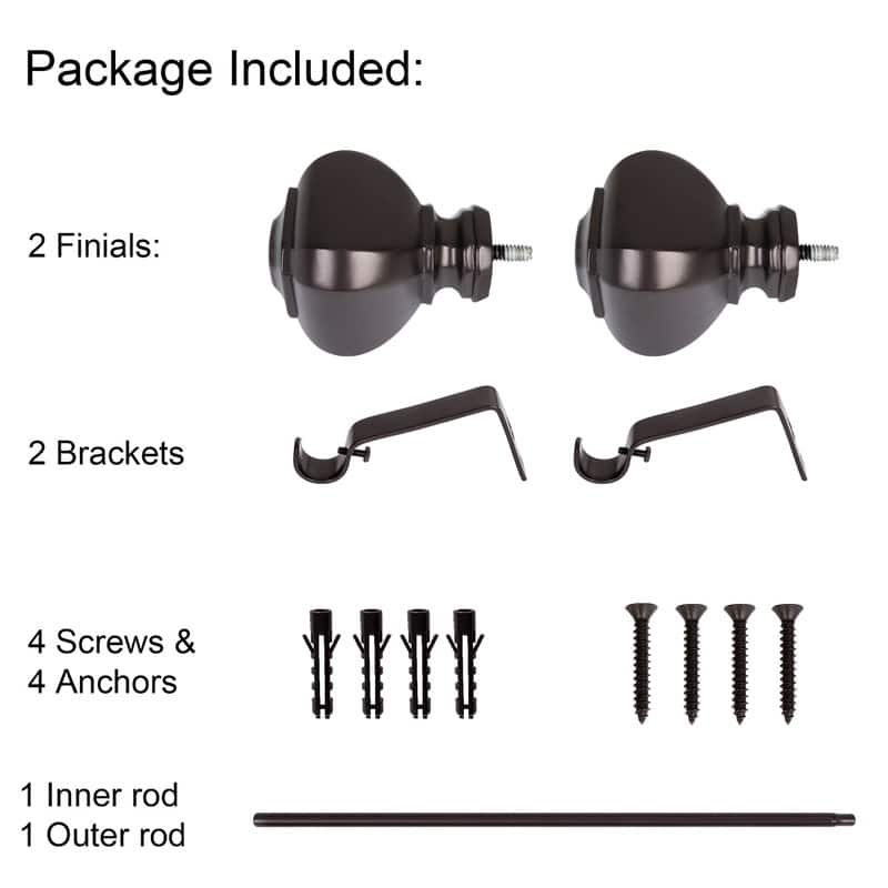 UTOPIA ALLEY 3/4 Inch Curtain Rod - Curtain Rods for Windows 28 to 48 Inch, Adjustable Drapery Rods