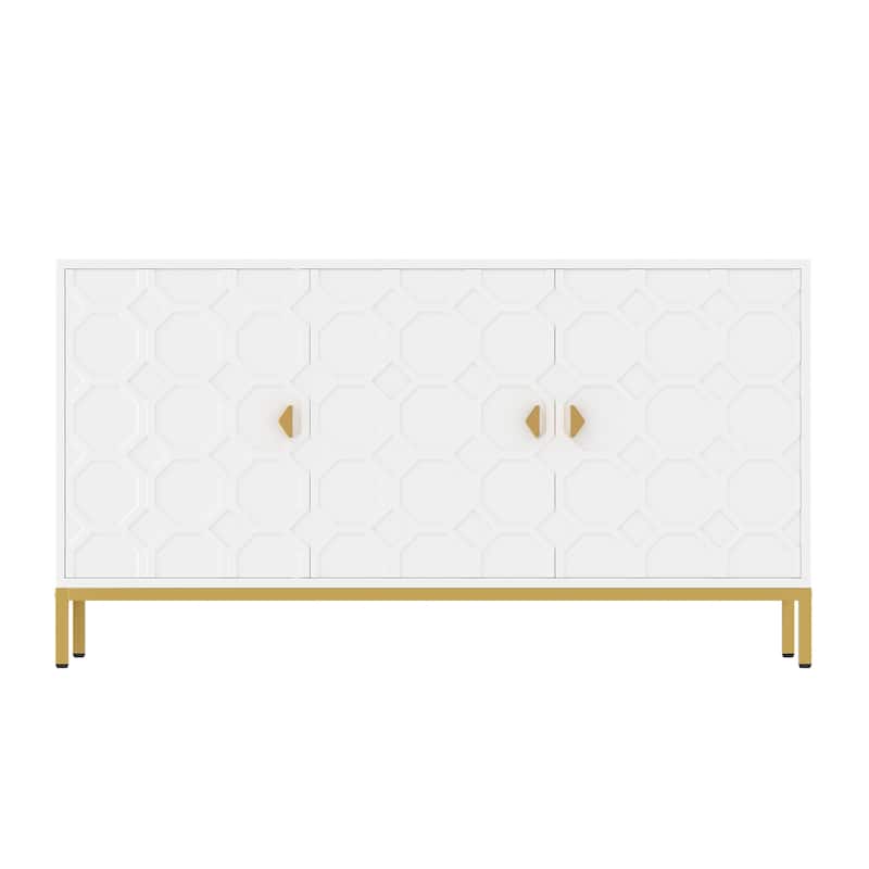 Clihome 3 Door Glossy Media Storage Sideboard Accent Cabinet