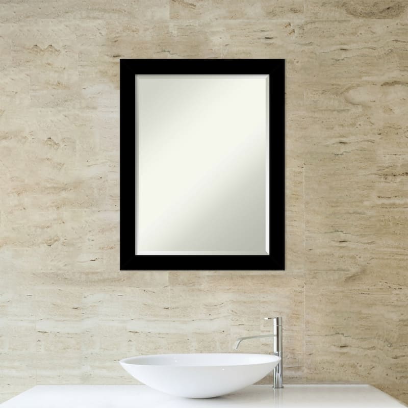 Brushed Beveled Framed Bathroom Vanity Wall Mirror - Brushed Black