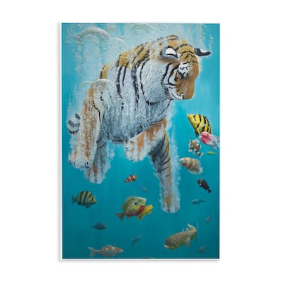 Stupell Swimming Tiger Among Fish Wall Plaque Art Design By Heather Gauthier