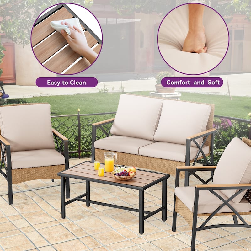 Moasis Wicker Bistro Set Outdoor Furniture - 4 PCS
