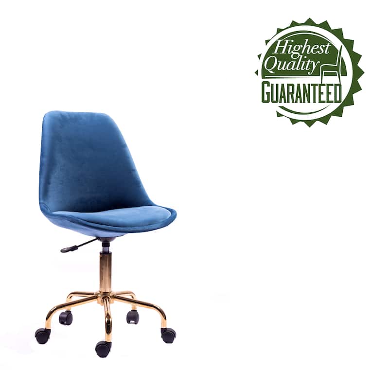 Porthos Home Ally Velvet Office Chair Gold Chrome Legs Gaslift Seat