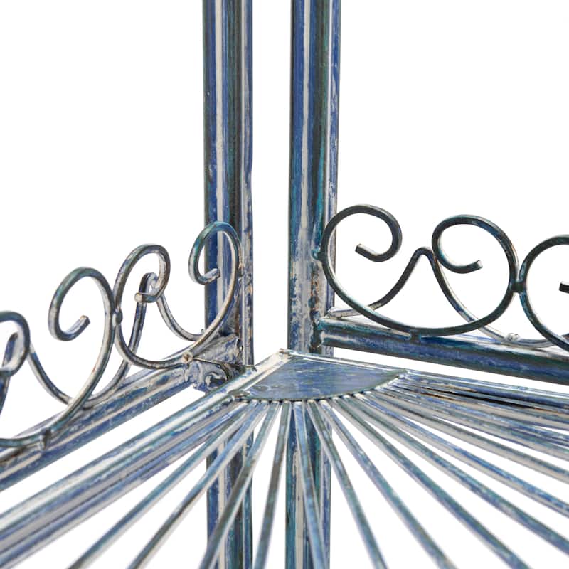 SAFAVIEH Shyla Victorian Wrought Iron 4-Tier Outdoor Corner Shelf - 14 In. W x 14 In. D x 60 In. H - 14Wx14Dx60H