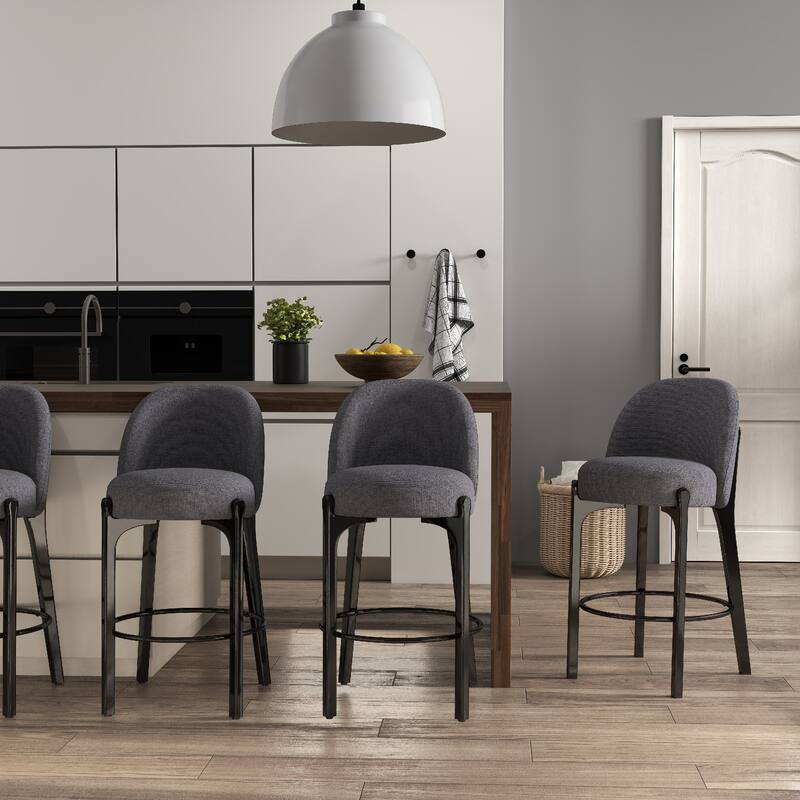 set of 4 Upholstered Counter Height Bar Stools - Set of 4 - Grey
