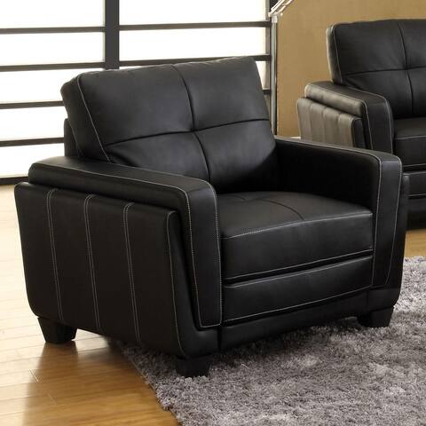 Leatherette Upholstered Chair in Black Finish
