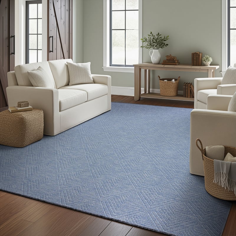 Alameda Solid Color Chevron Machine Washable Indoor Area Rug