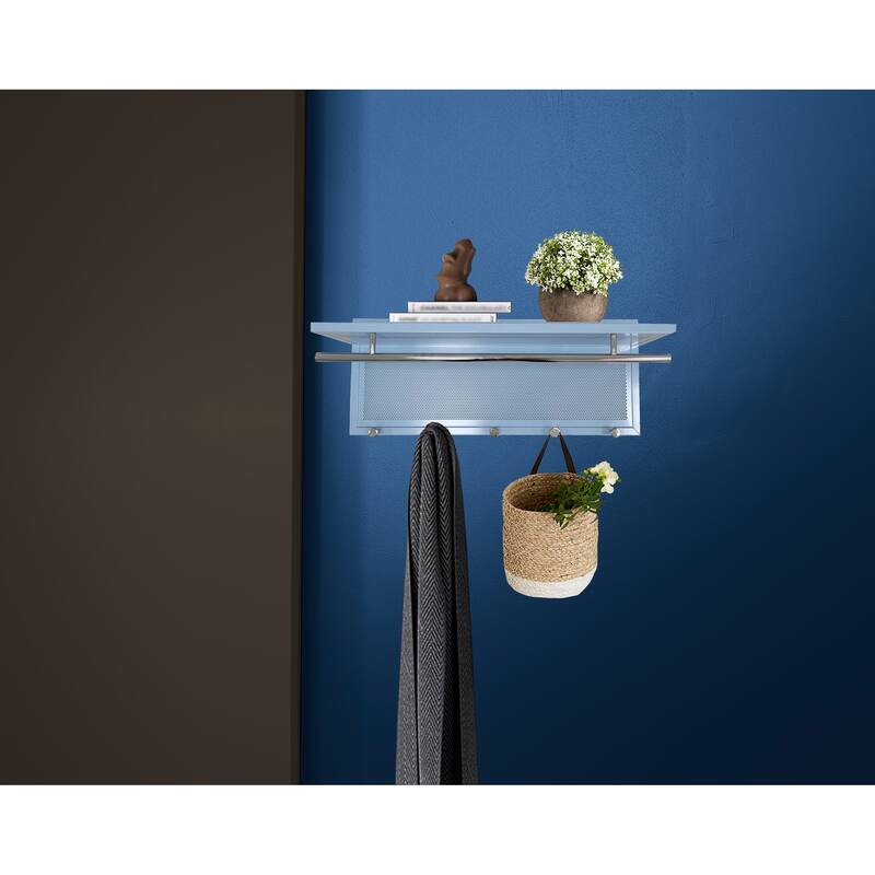 Esyspot Metal Powder Coating Hook Wall Mounted with Shelf - Blue