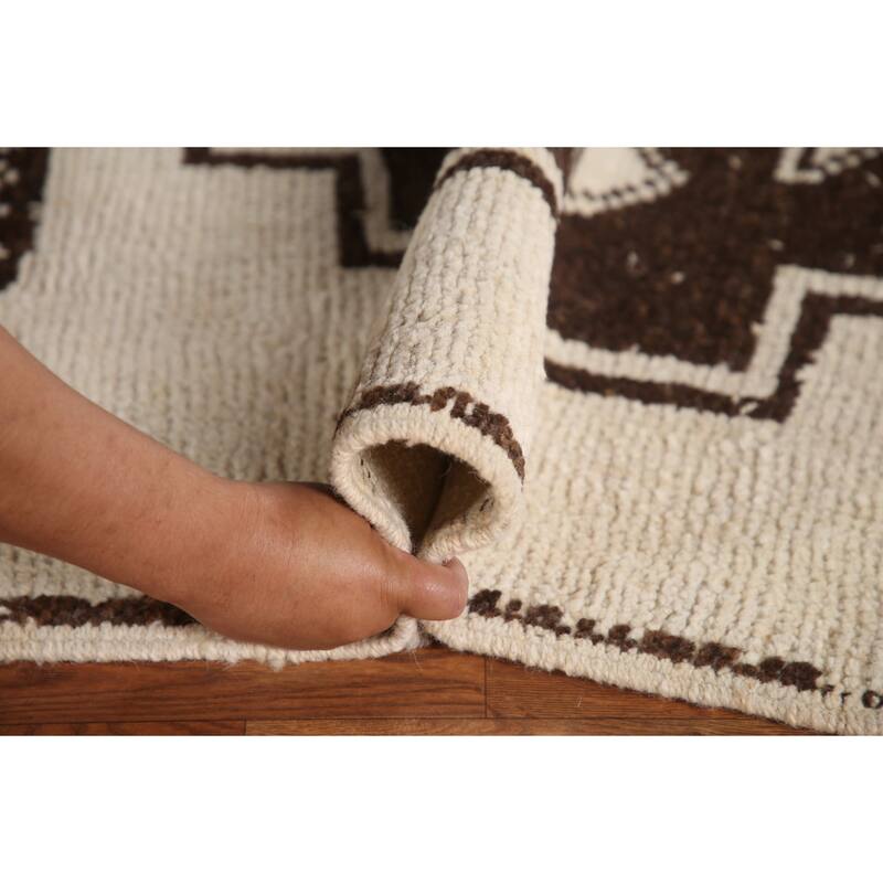 Anatolian Turkish Runner Rug Handmade Beige Tribal Wool Carpet - 3'5"x 12'3"