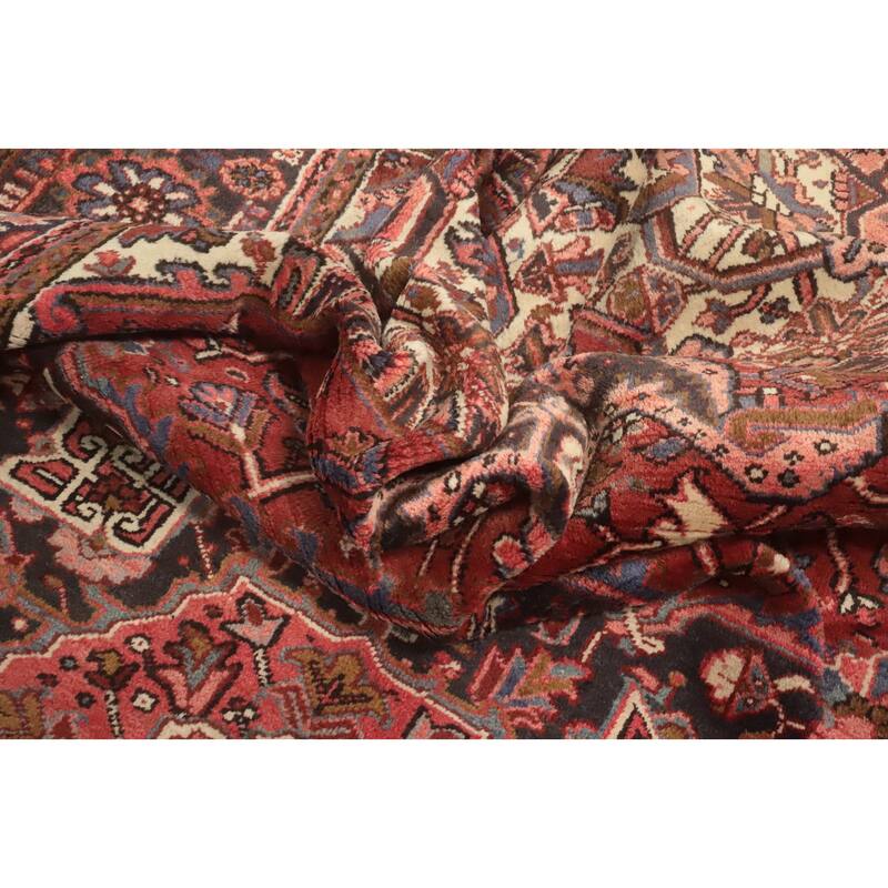 Hand Knotted Oriental 100% Wool Carpet Traditional Medallion Red Heriz Area Rug - 11' 8'' X 8' 3''