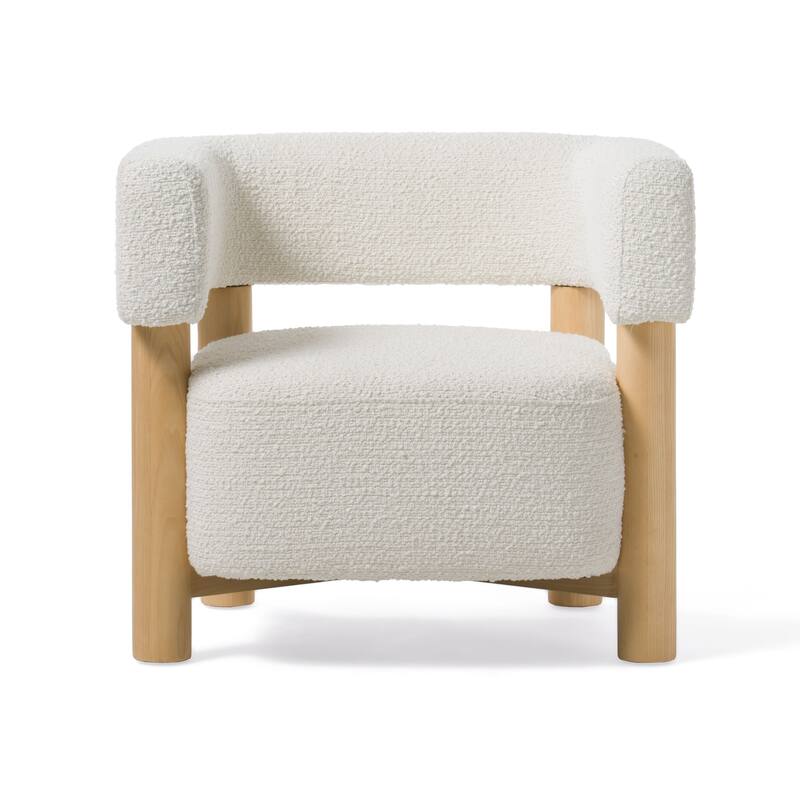 Modrest Fang Modern White Fabric & Wood Accent Chair