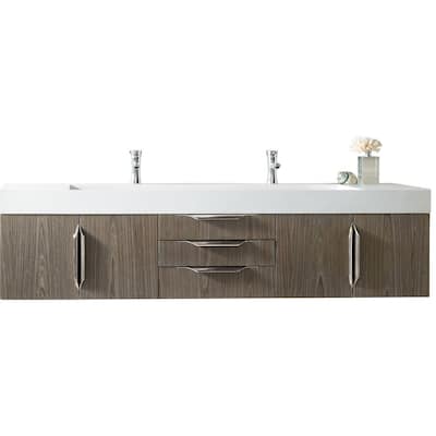 James Martin Vanities Mercer Island 72" Double Vanity, Ash Gray with Brushed Nickel Hardware
