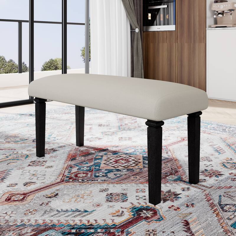 7-Piece Dining Table Set, Extendable Wood Dining Table with Removable Leaf, Kitchen Table Set with Upholstered Chair