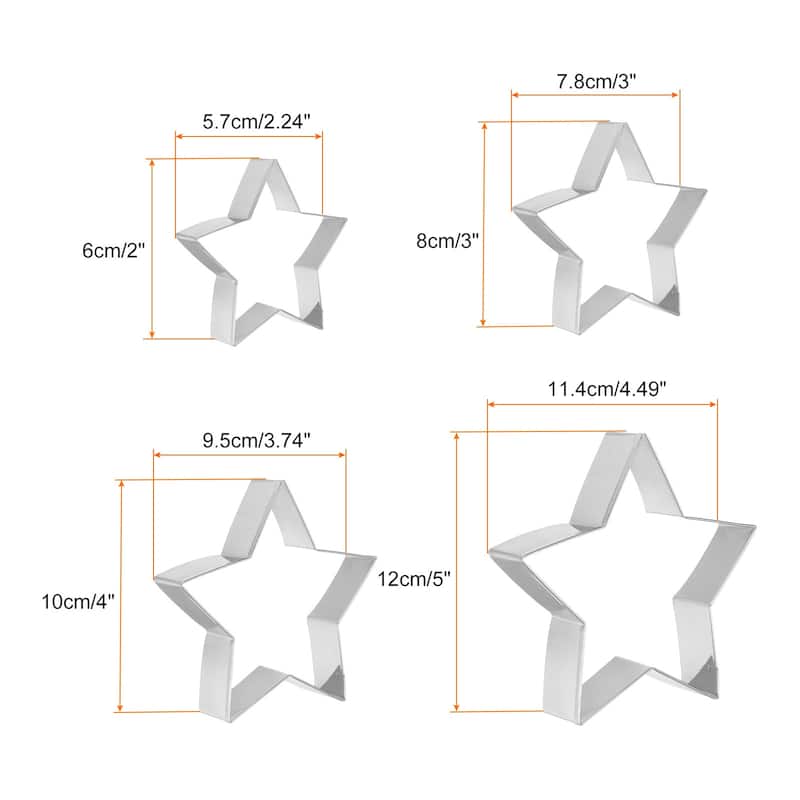 Cookie Cutter Set Assorted Sizes Rose Flower Petal Cookie Cutters Molding for Pastry Fondant Cake Cookie - Silver - Star