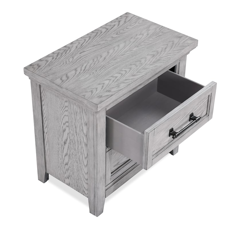 Debra 5 Piece Gray Panel Bench Footboard Bedroom Set