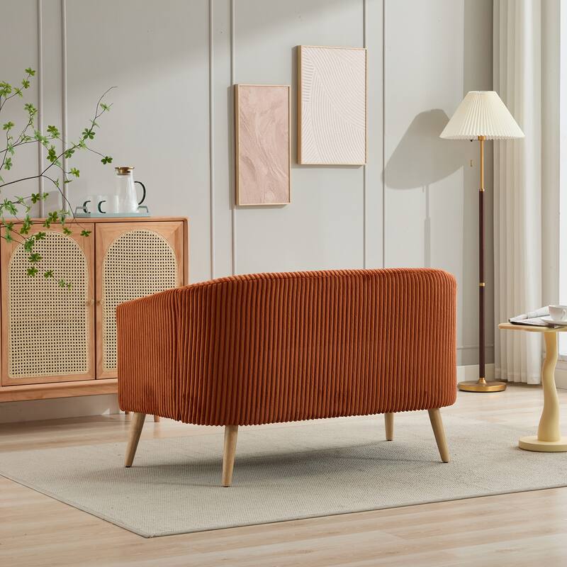 Homy Casa Modern Corduroy Loveseat Sofa, Corduroy, Wooden Legs, 2-Seat