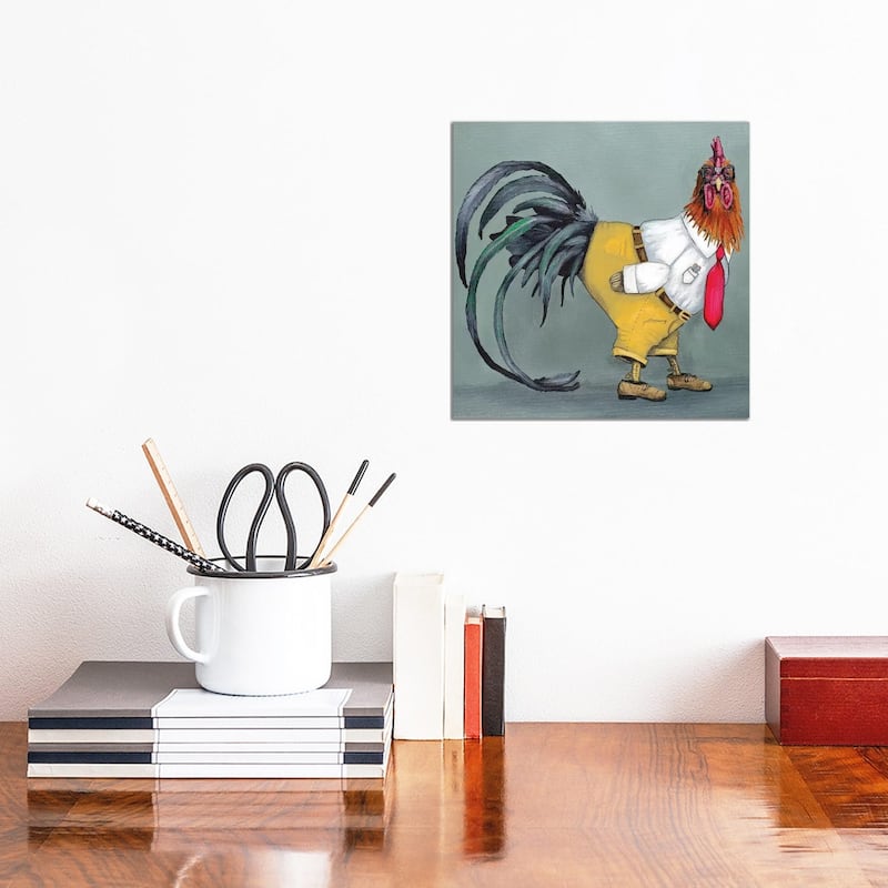 iCanvas "Nerd Rooster" by Eric Fausnacht Canvas Print - 12x12x0.75