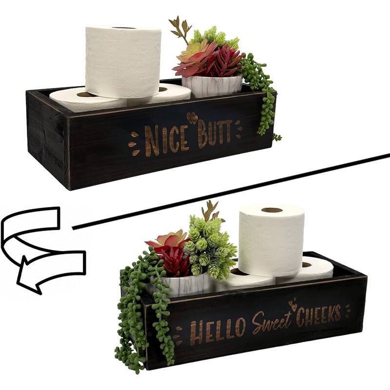 Hello Sweet Cheeks Wood Toilet Paper Holder, Farmhouse