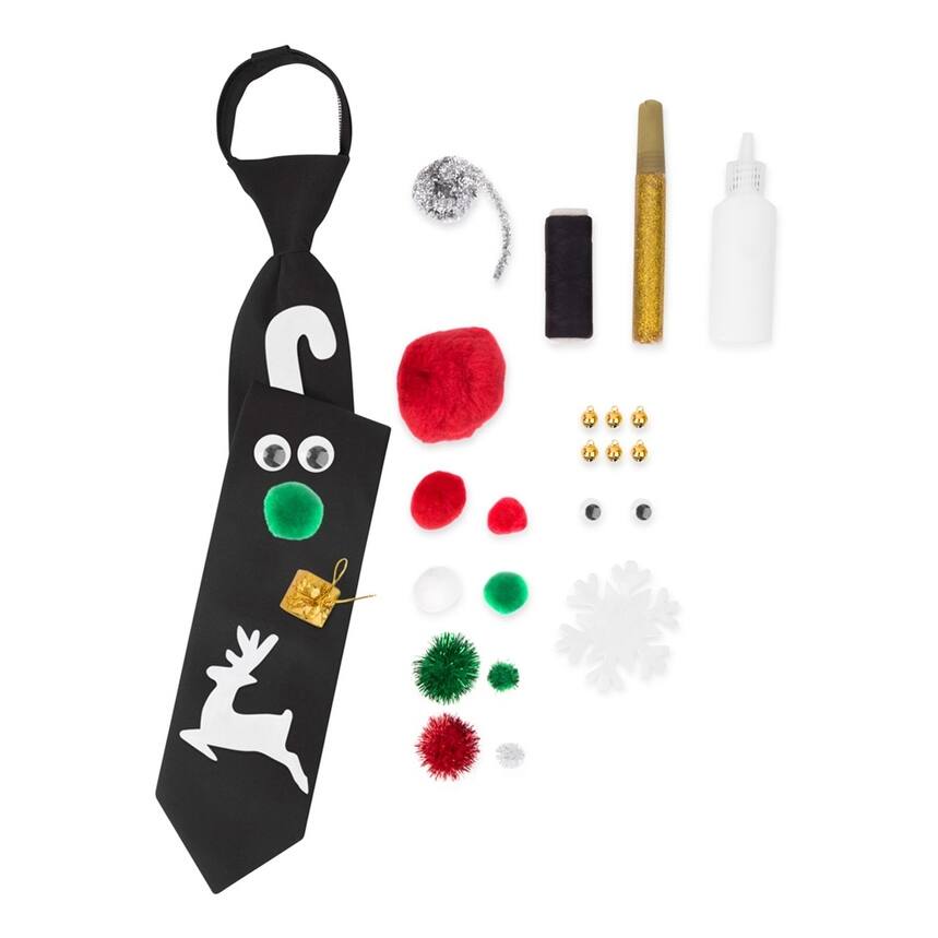 Noel Mens DIY Ugly Kit Neck Tie Set, Black, Classic (57 To 59 in.) - Classic (57 To 59 in.)