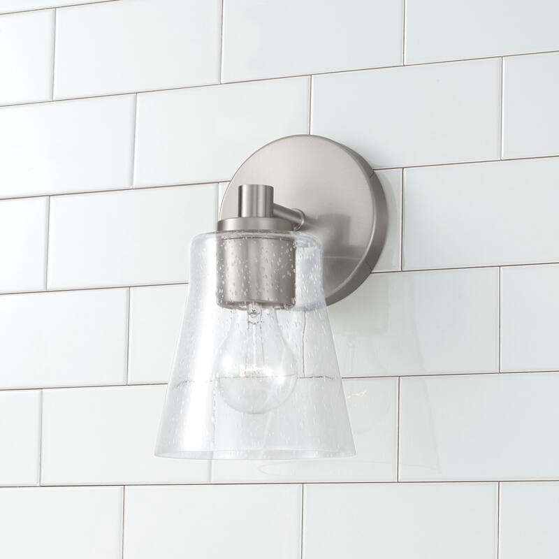 Baker 1-light Wall Sconce w/ Clear Seeded Glass