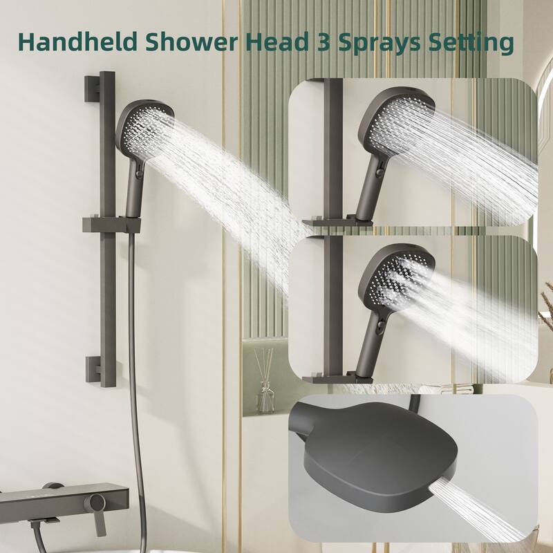 Modland Bathtub Faucet 2-Function Shower System with 3 Modes Handheld Shower,Height Adjustable Shower Slide Bar