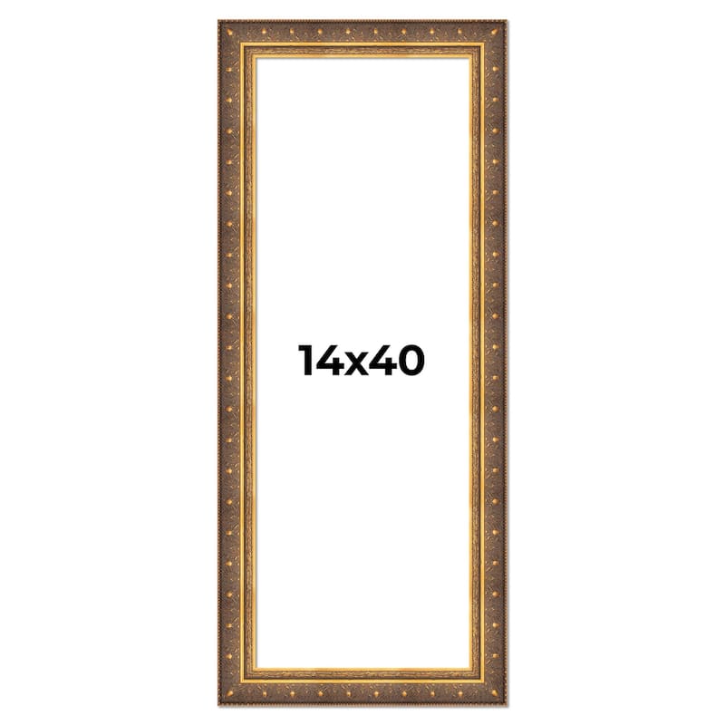 14x40 Frame Vintage Gold Solid Wood Picture Frame | 2.5 Inch Moulding