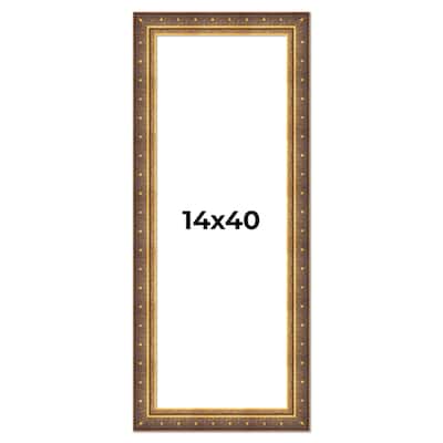 14x40 Frame Vintage Gold Solid Wood Picture Frame | 2.5 Inch Moulding