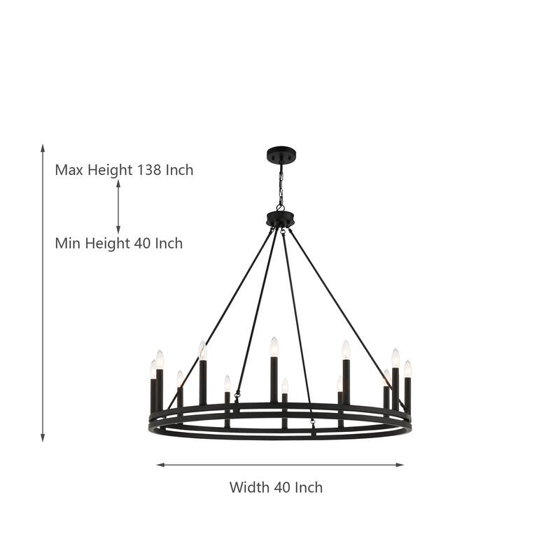 Acroma 12-light Farmhouse Black Wagon Wheel Chandelier - N/A