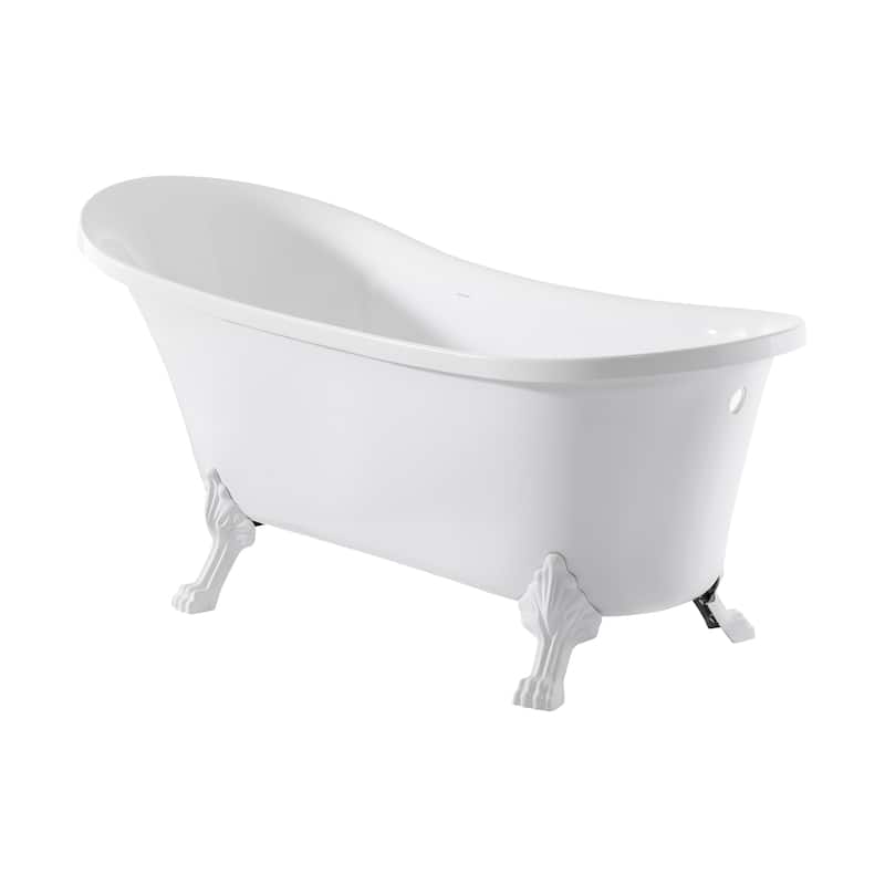 Caché Single Slipper, Clawfoot Soaking Acrylic Bathtub