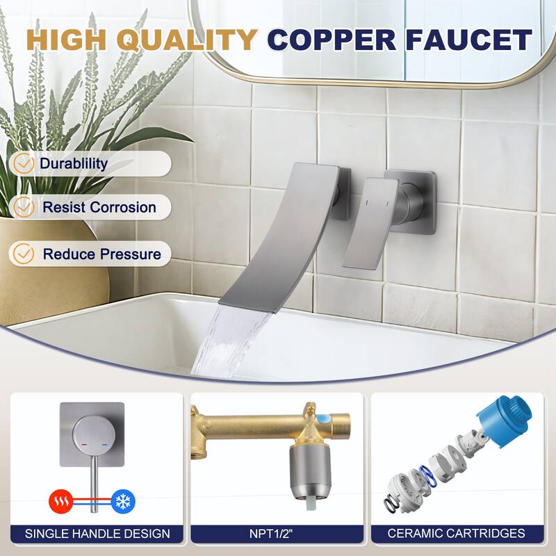 WOWOW Single Handle Wall Mounted Bathroom Basin Faucet