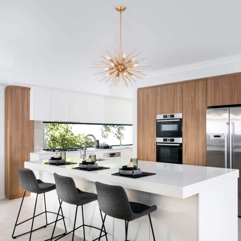 Lorena Shiny Bronze and Slender Rods Sputnik Chandelier