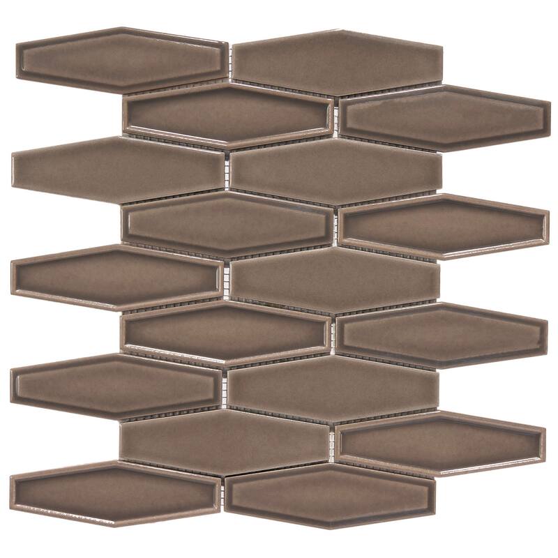 Honeycomb 1.5" x 4.9" Glossy Porcelain Mosaic Tile - 5 sheets (3.85 sf) - Brown