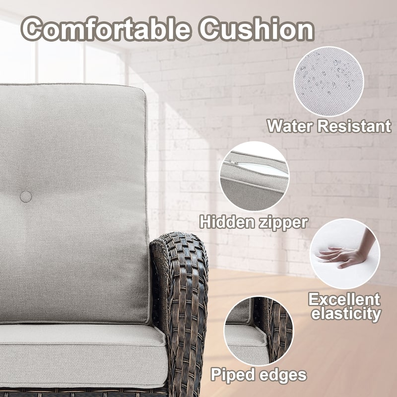 7-Piece Glider Loveseat Sofa, Swivel Chair with Table