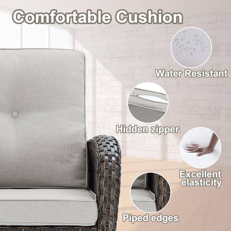 Outdoor Glider Loveseat Sofa with Swivel Chair Set