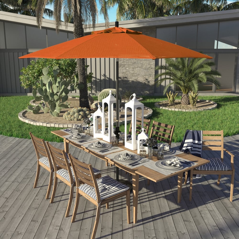 California Umbrella 9' Rd Golden State Series Patio Umbrella Black Aluminum Frame Crank Lift Collar Tilt Sunbrella Cilantro