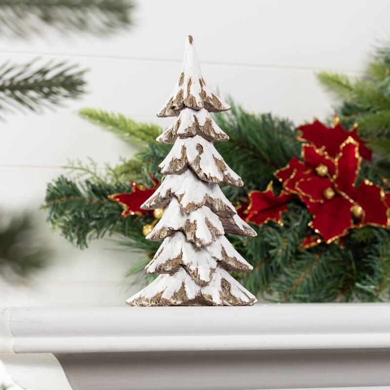 Transpac Resin 8.25 in. Off-White Christmas Snowy Tree