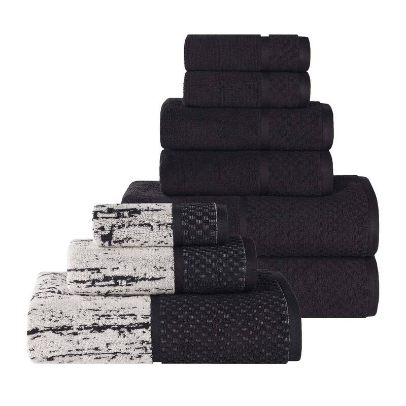 Superior Lodie Cotton Jacquard Solid and Two-Toned 9 Piece Towel Set