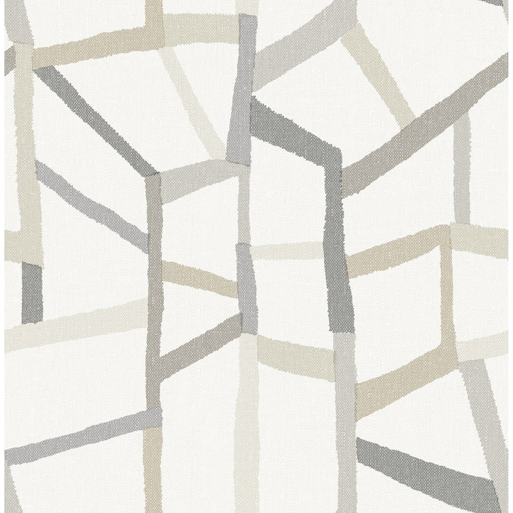 A-Street Prints Tate Grey Geometric Linen Wallpaper