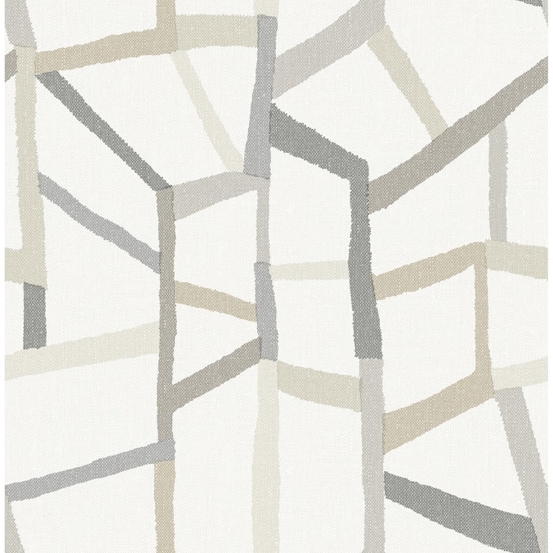 A-Street Prints Tate Grey Geometric Linen Wallpaper
