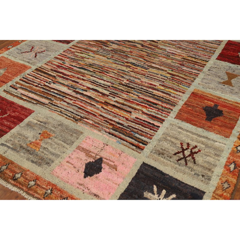Geometric Moroccan Area Rug Hand-Knotted Wool Carpet - 6'7" x 9'7"