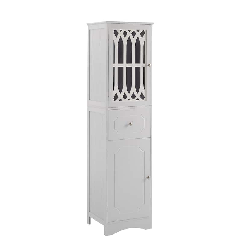 Tall White Bathroom Tower Storage Cabinet with Drawer - Bed Bath ...