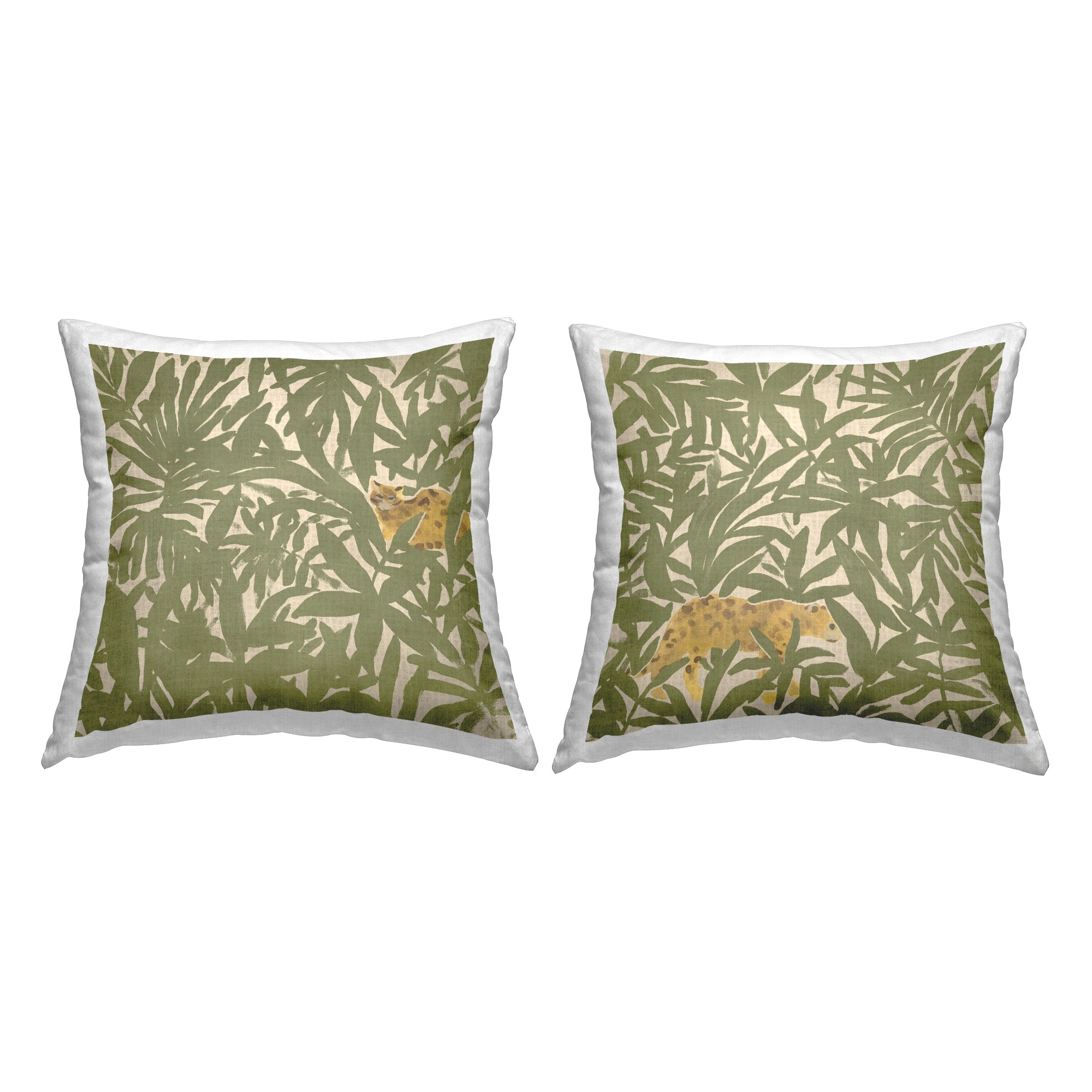 Stupell Hunting Jungle Cat Decorative Printed Throw Pillow Design by June Erica Vess (Set of 2)