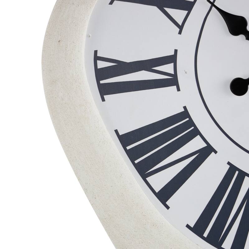 Wooden Abstract Wavy Wall Clock with Roman Numerals - White - Roche River Decor