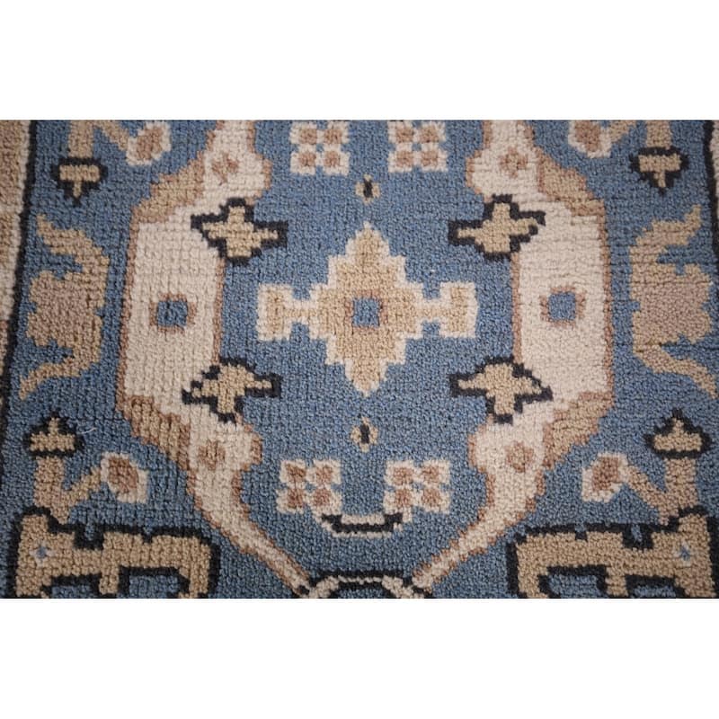 Blue Oushak Indian Runner Rug Hand-Knotted Wool Carpet - 2'6"x 8'1"