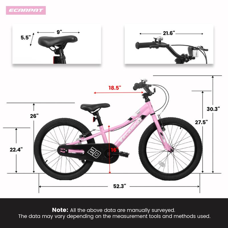 Kids' Bike 20 Inch Wheels, 1-Speed Boys Girls Child Bicycles For 3-5Years, Front V Brake, Rear Holding Brake