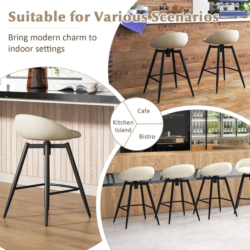Gymax 25'' Upholstered Bar Stools Set of 2 w/ Footrest Backrest &