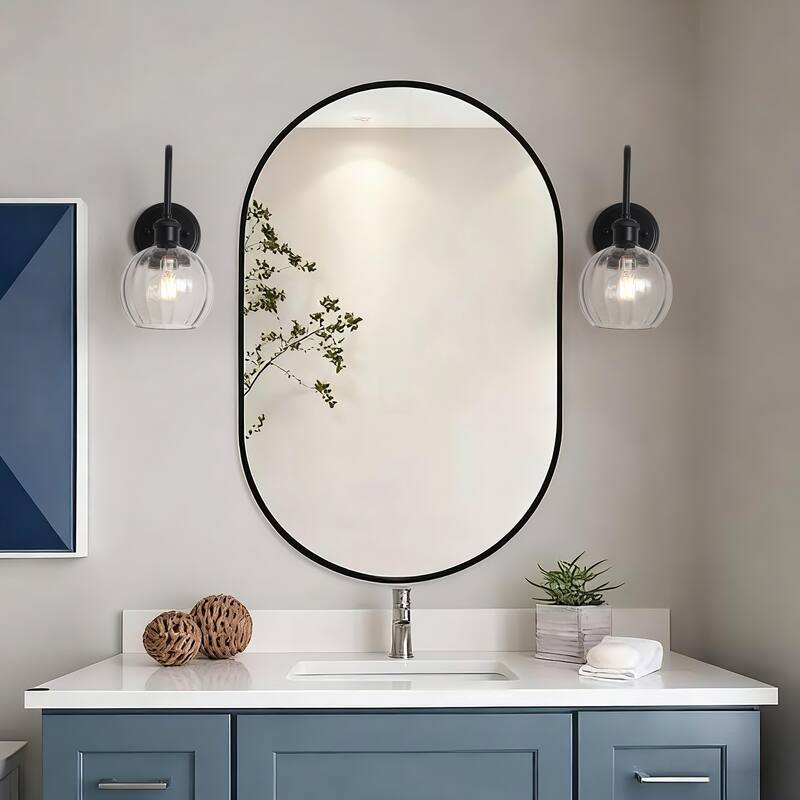 Modern 1-Light Bathroom Vanity Wall Sconce with Textured Glass Shade