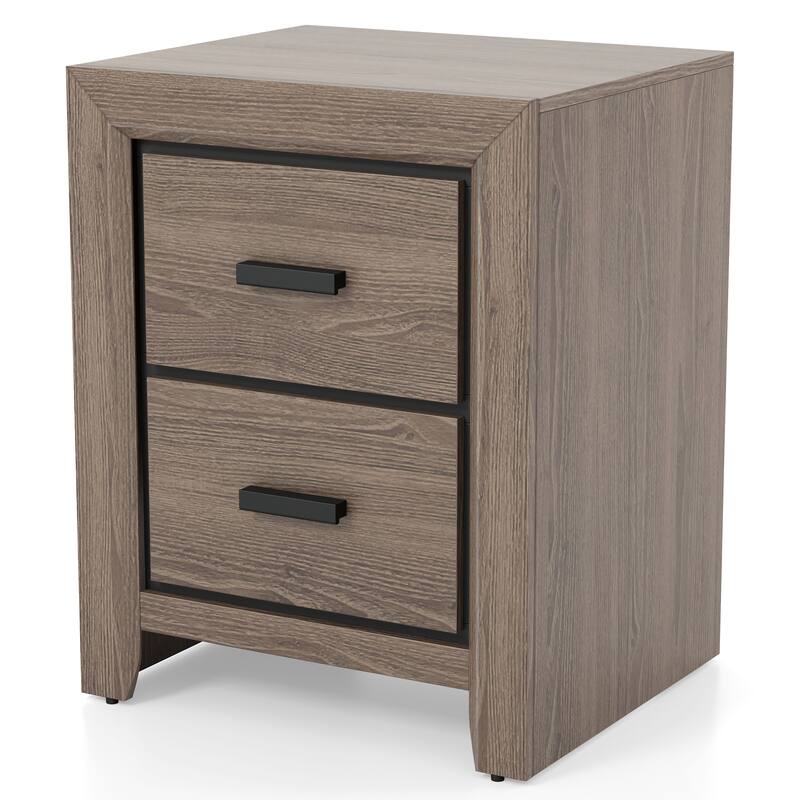 Aury Transitional Grey Wood Tufted 4-Piece Panel Bedroom Set by Furniture of America